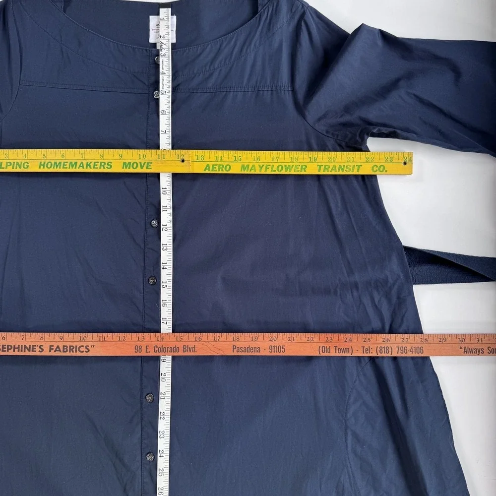 J CREW x Thomas Mason Shirt Dress Midi Womens 8 Blue G8673‎ Pockets